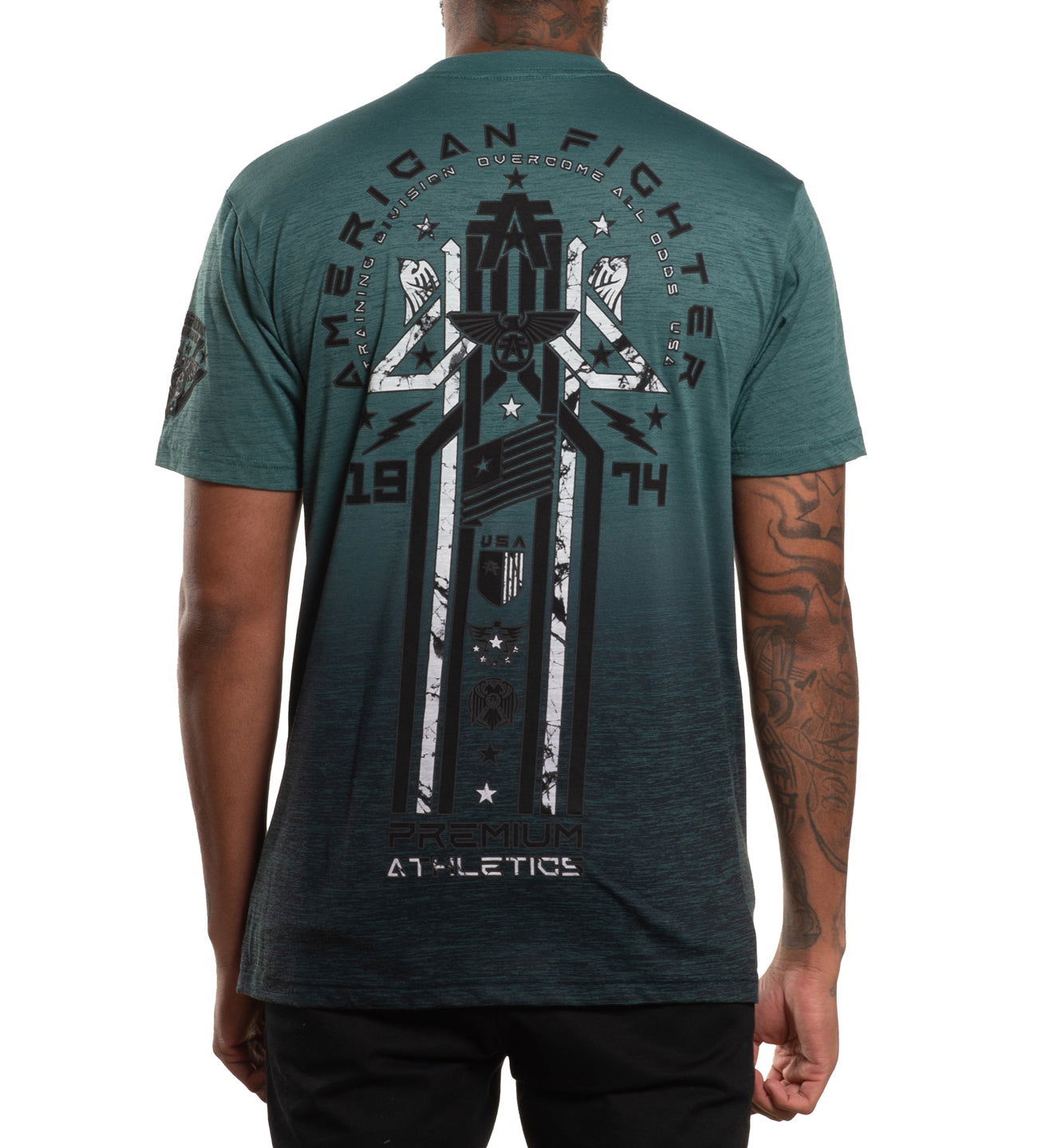 American Fighter New Short Sleeve Athletic Grey Graphic Sport T-shirt for Men American Fighter New Short Sleeve Athletic Grey Graphic Sport T-shirt for Men